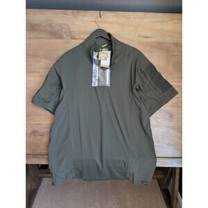 First Tactical Defender Shirt Mens XL Green Stretch Short Sleeve Quarter Zip NWT